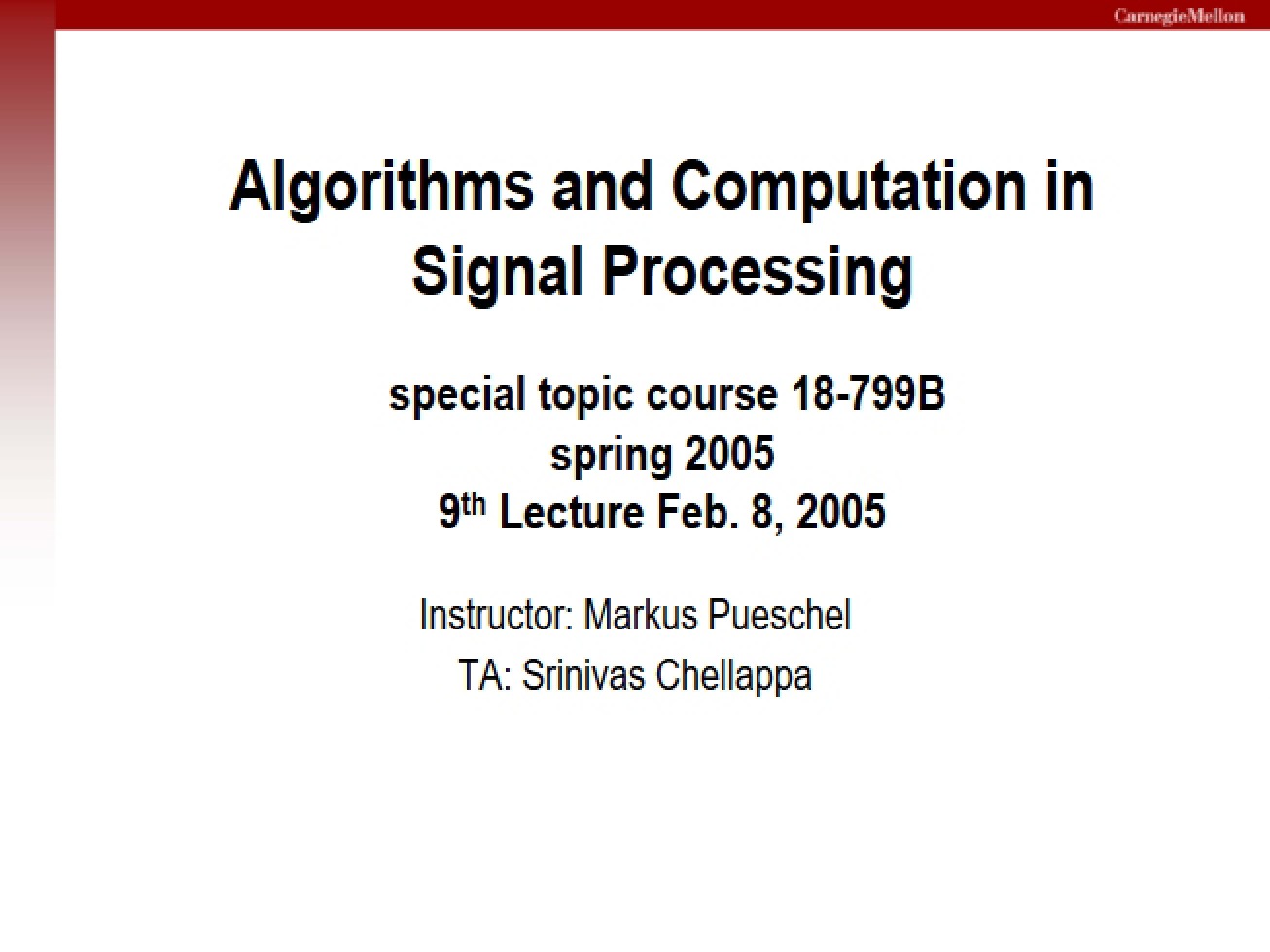 Signal Processing Lecture Five