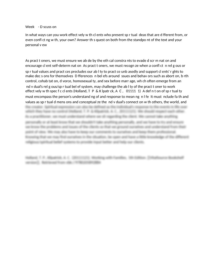 Working with Clients of Differing Spiritual Beliefs