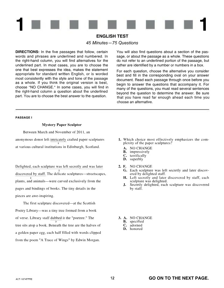 Standard Written English Test - 75 Questions in 45 Minutes