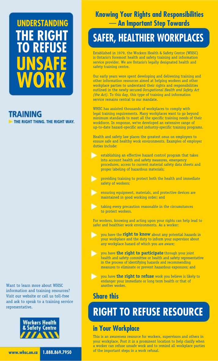 The Right to Refuse Unsafe Work - Your Rights and Responsibilities