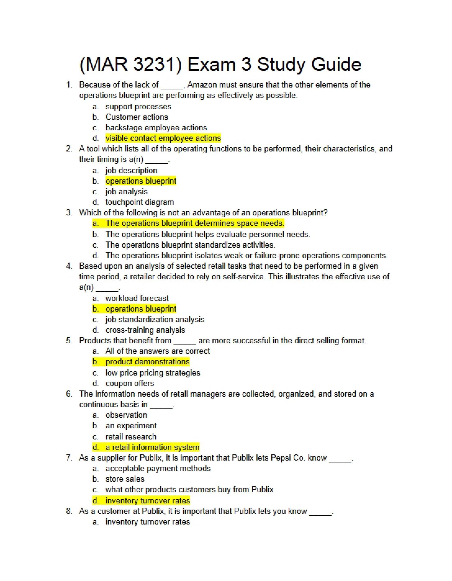 Guide for Exam 3