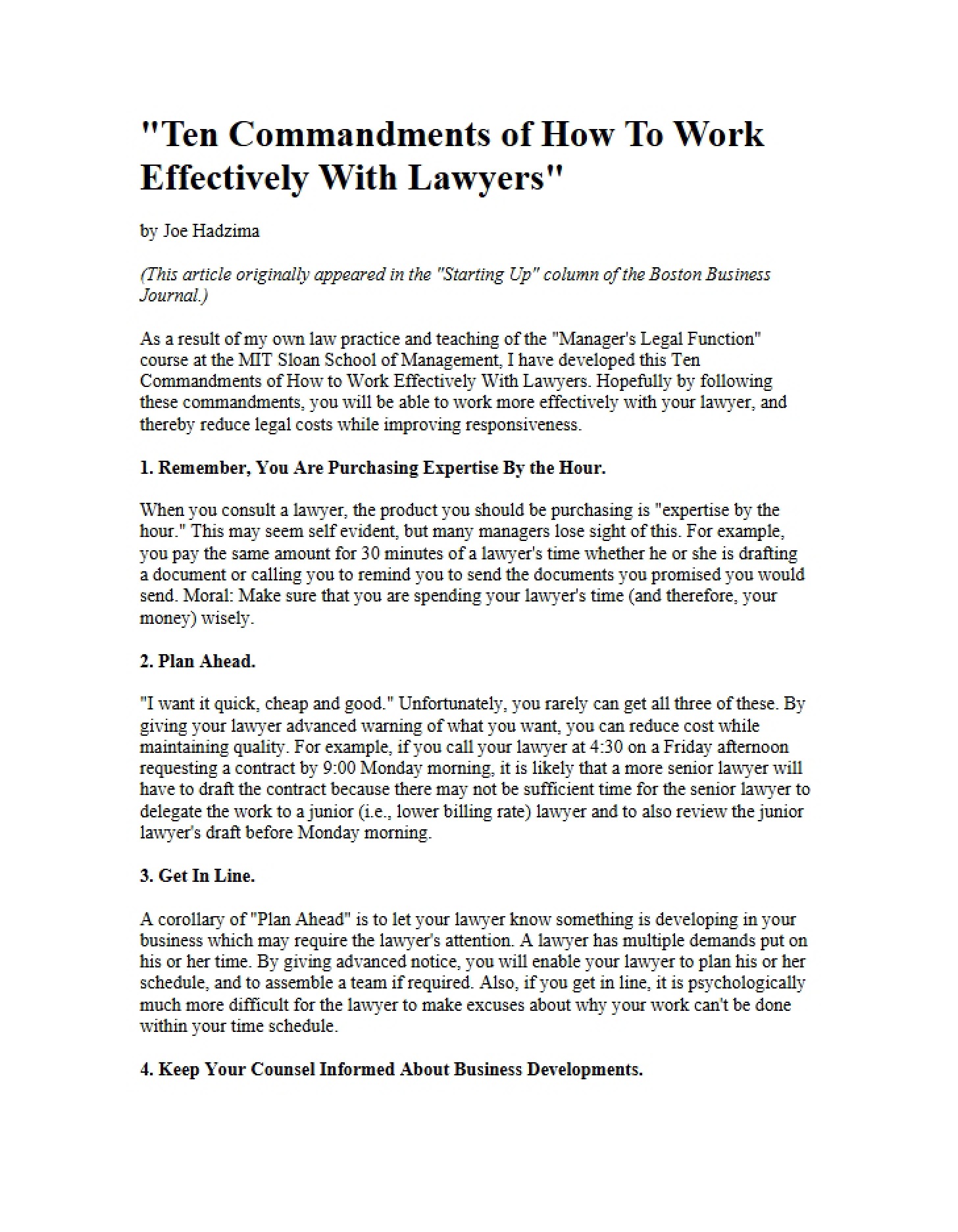 Working with Lawyers 10 Rules
