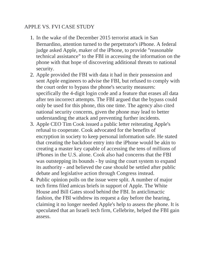 Case Study - Apple vs. FBI