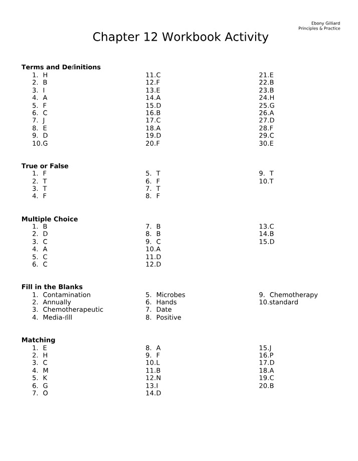 Workbook Activity for Chapter 12