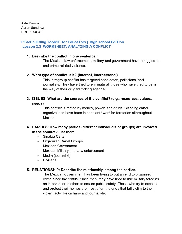 Analysis of Global Conflict