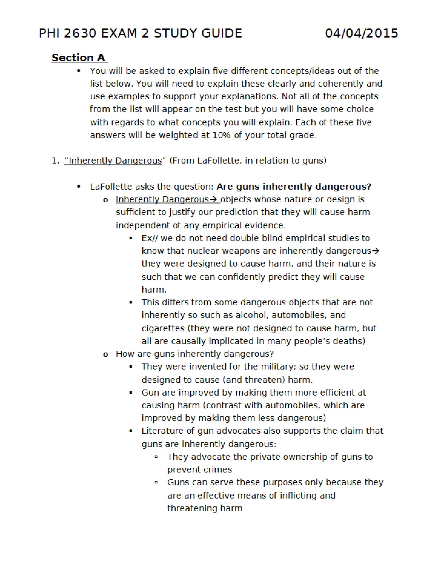Study Guide Exam Two