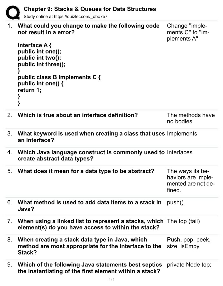 Stacks and Queues for Data Structures Chapter 9