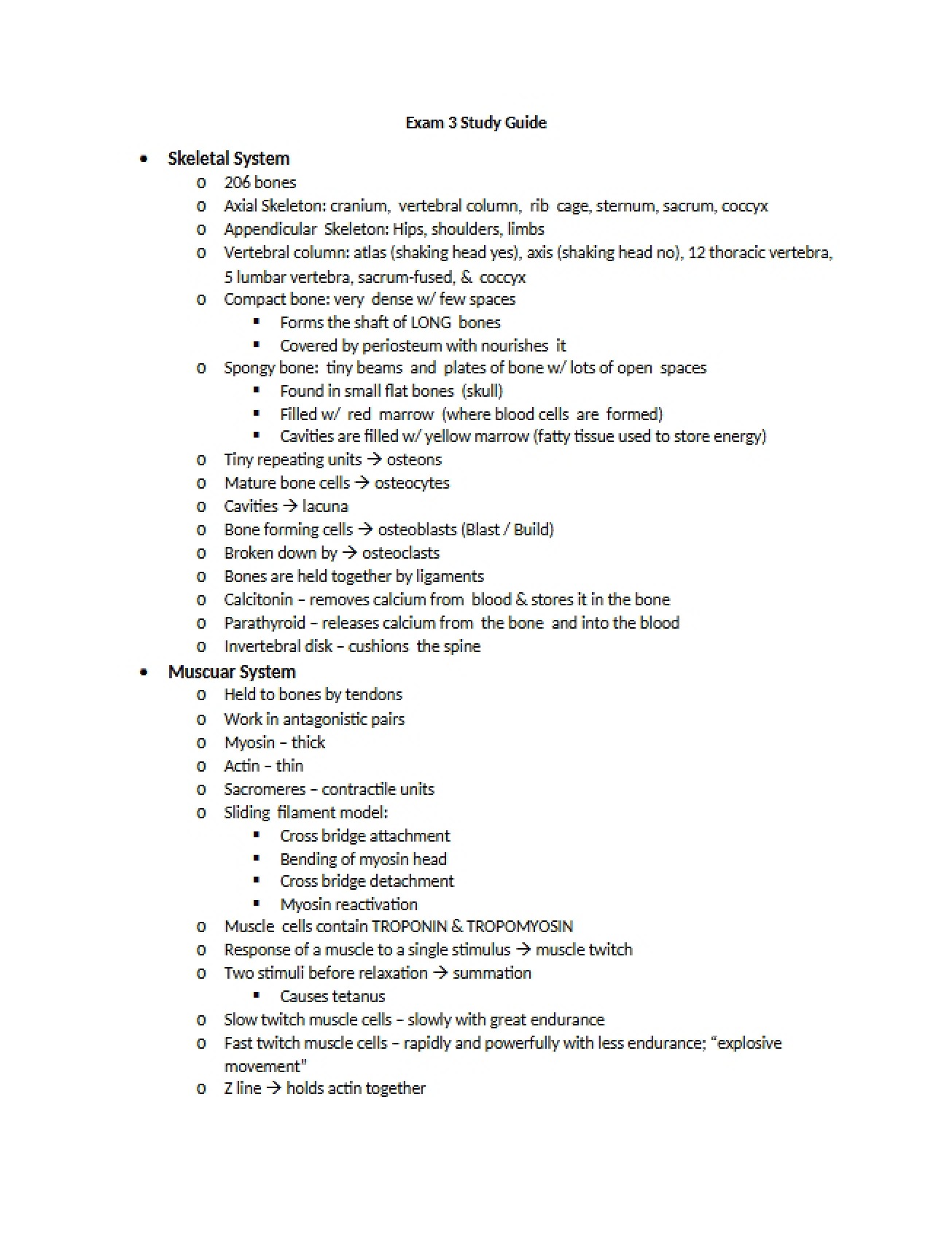 Study Guide for Third Exam