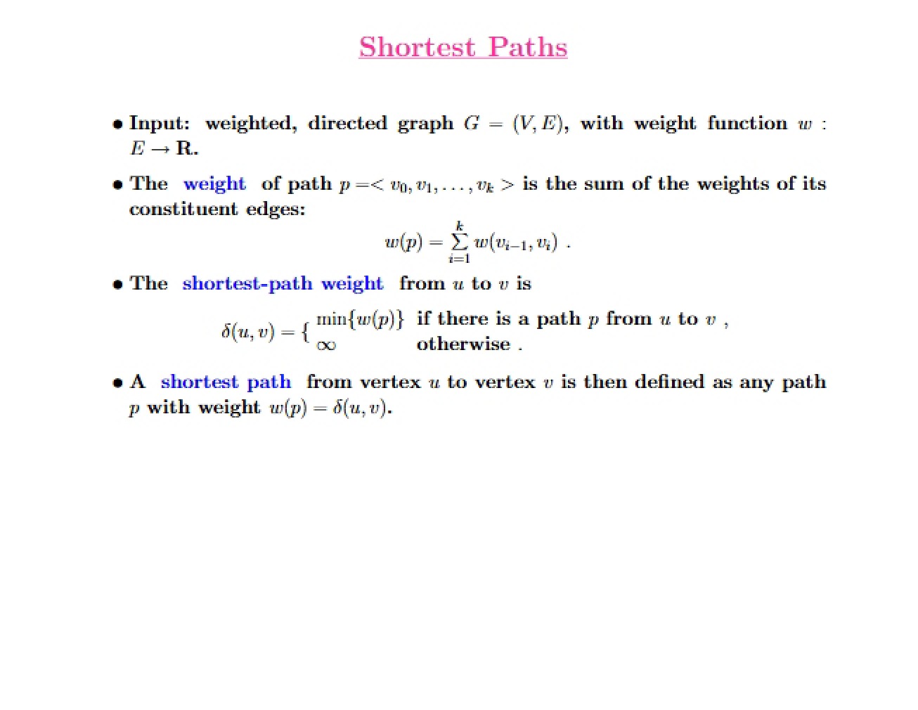 Shortest Path Algorithms