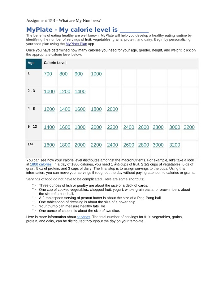 What are My Numbers - Discovering Calorie Levels