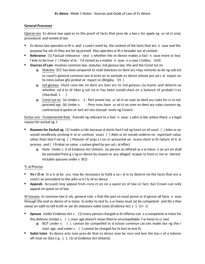 Week 1 Notes - Evidence