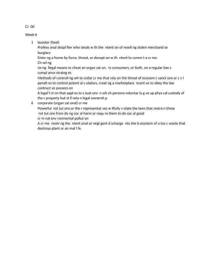 Week 6 Materials for CJ200