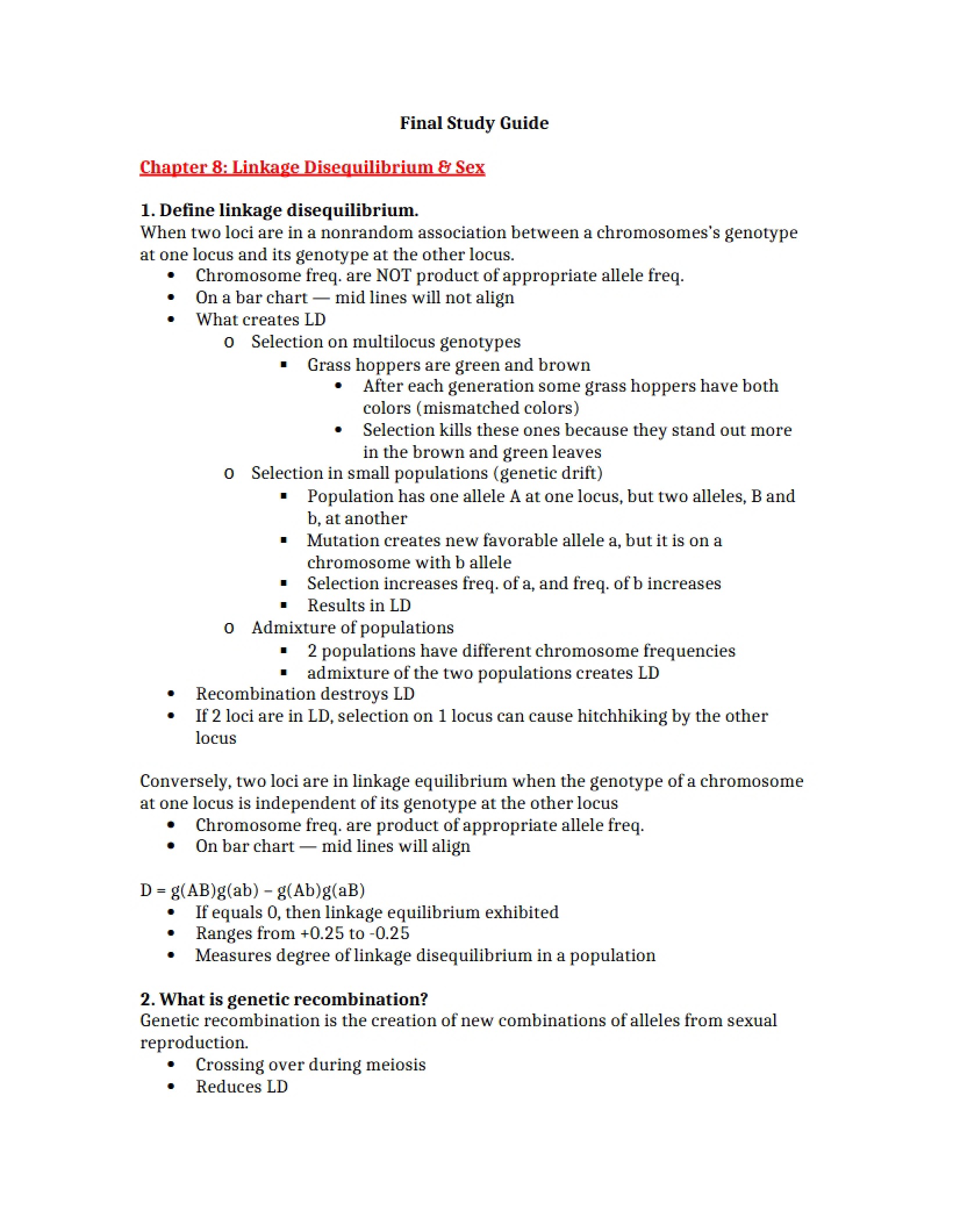 Evolution Final Exam Guide