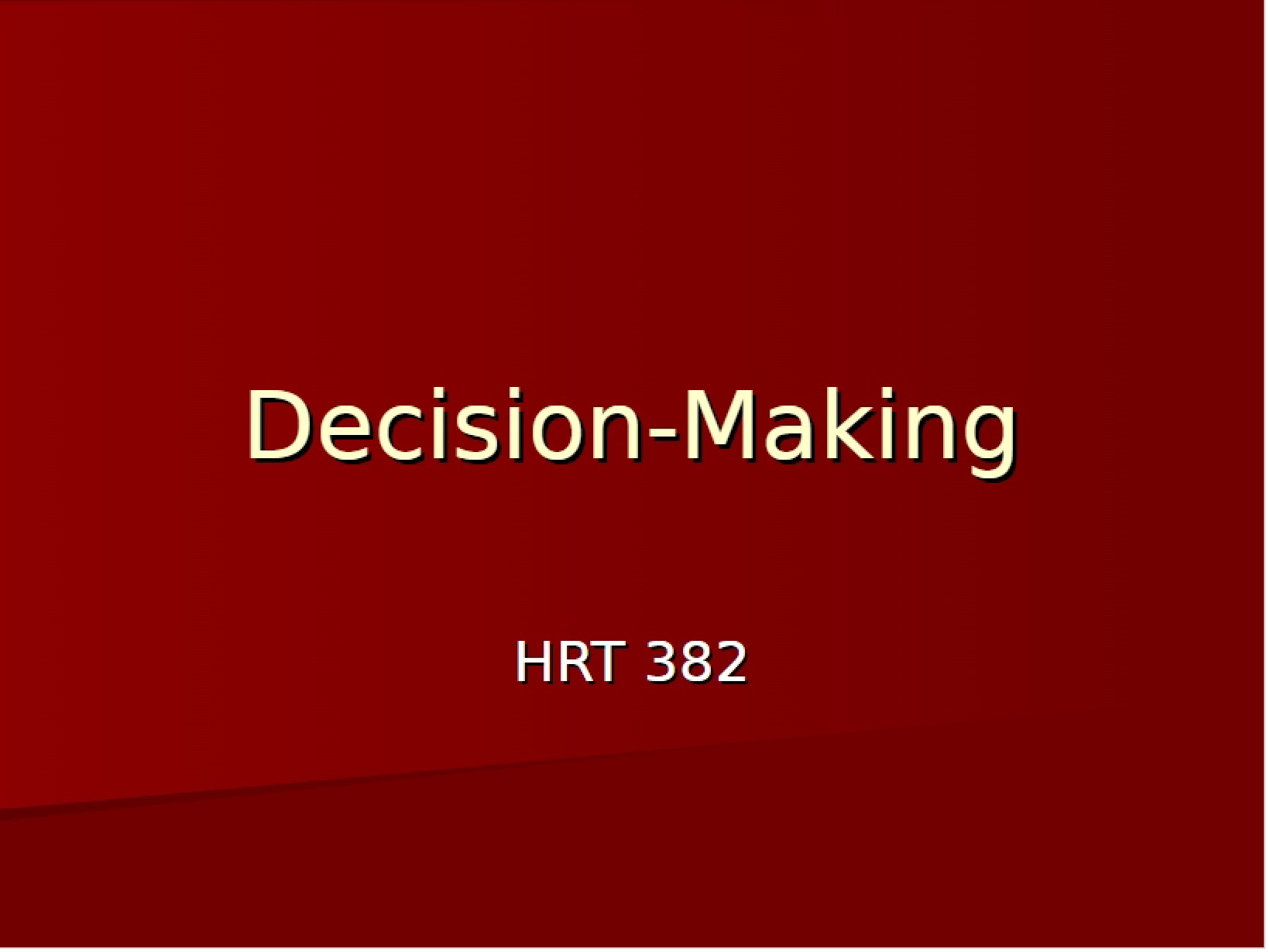 Making Decisions