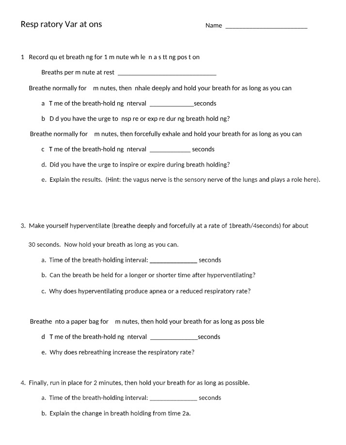 Exercises in Respiratory Variations
