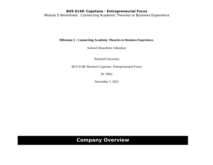 Worksheet for BUS 6140 Module 5