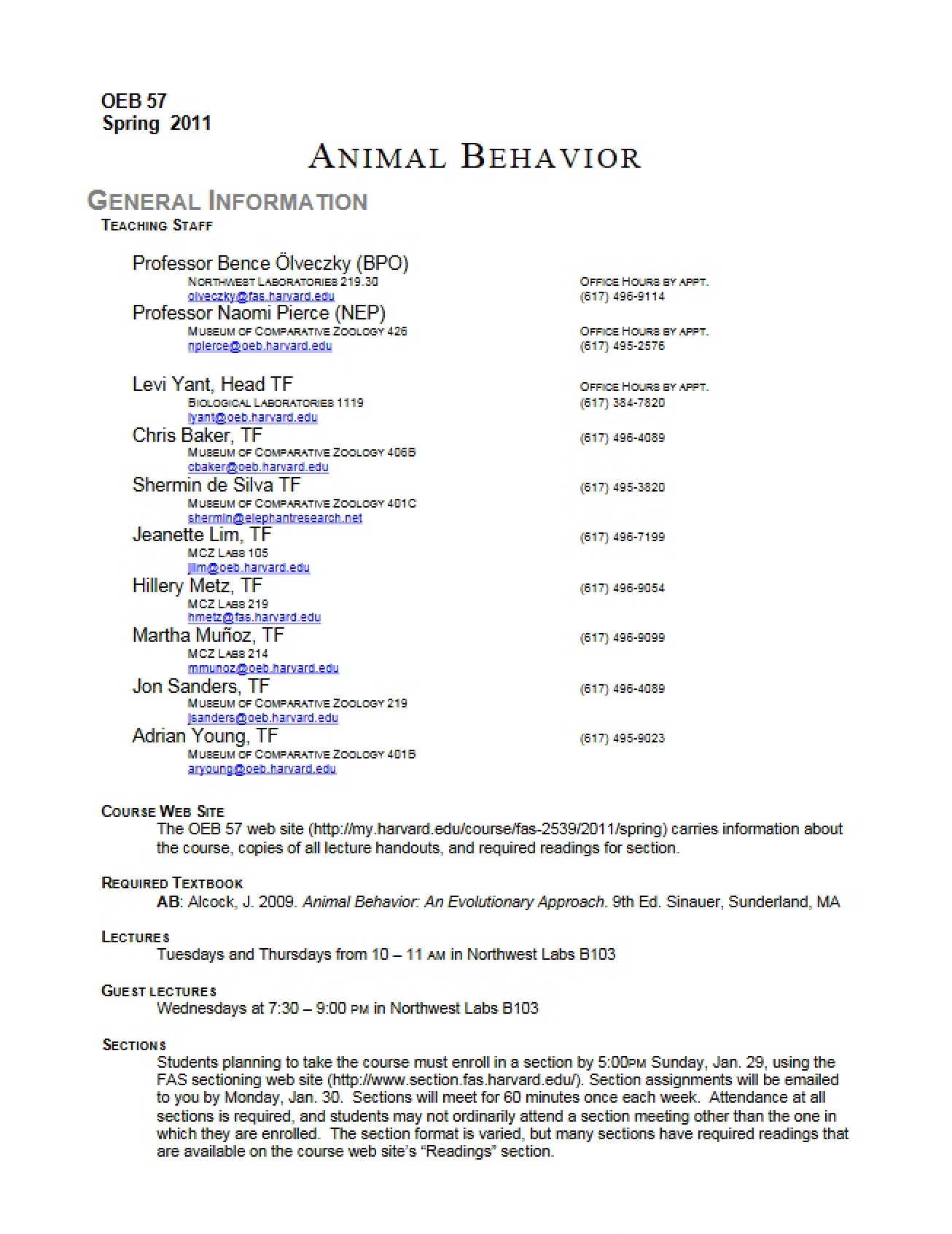 Animal Behavior Study Plan
