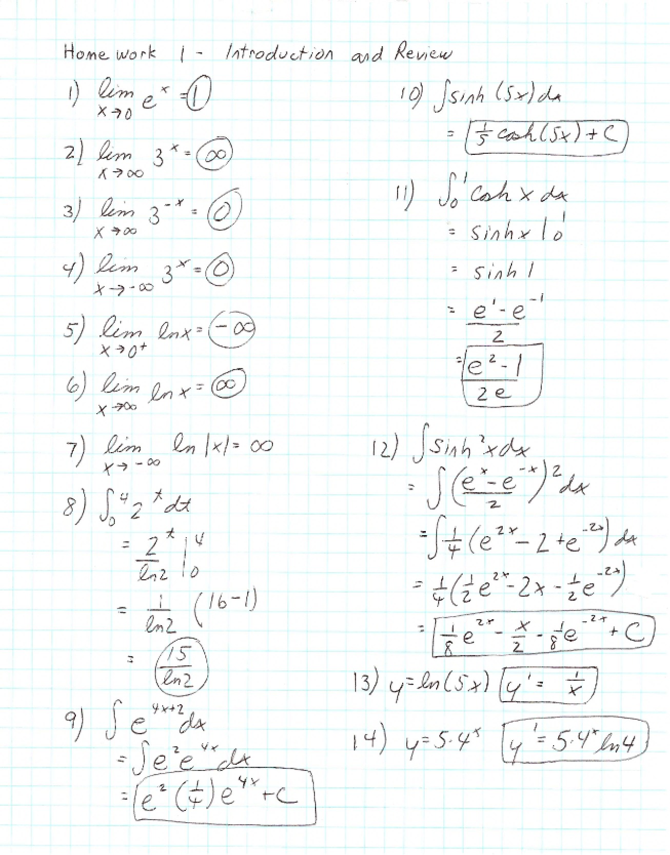 Solutions for Homework One