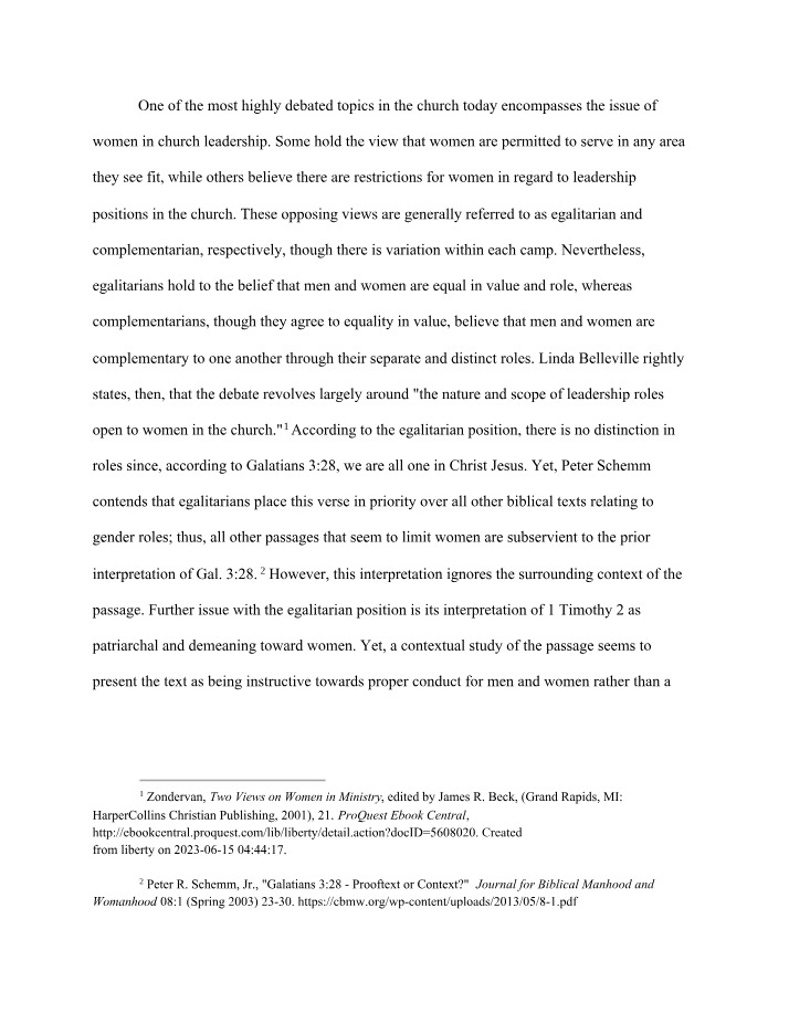 Women in Church Leadership - Egalitarian Debates