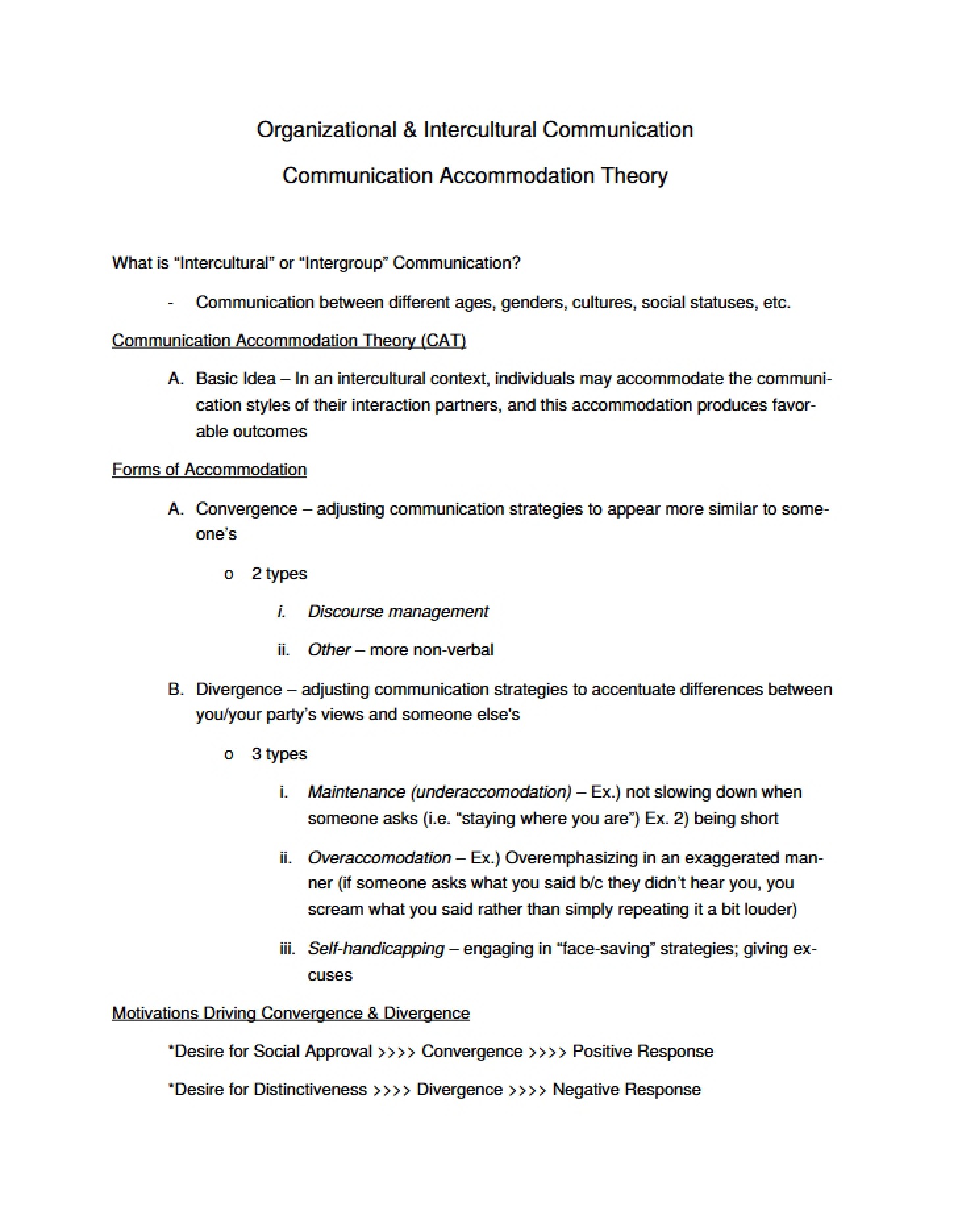 Accommodation Theory in Communication