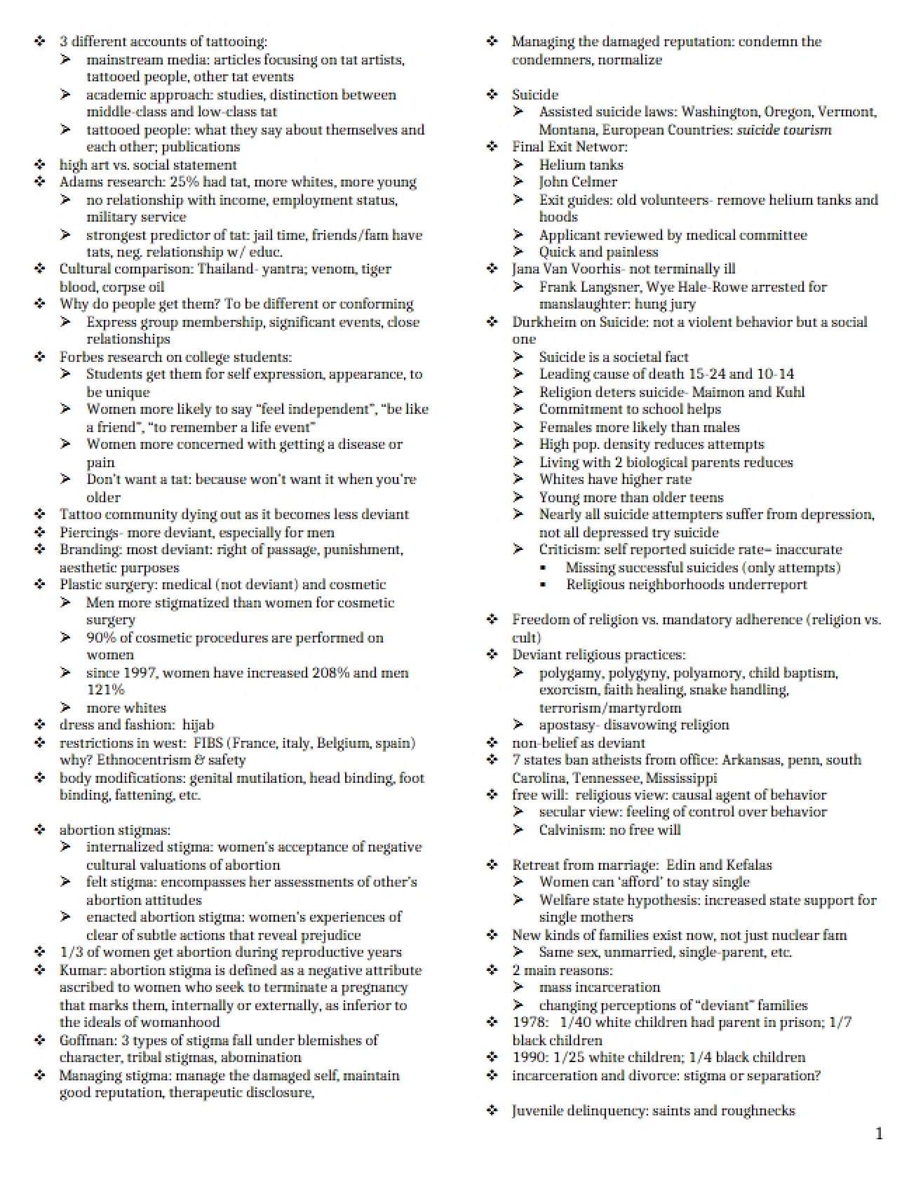 Class Notes Deviant Behavior
