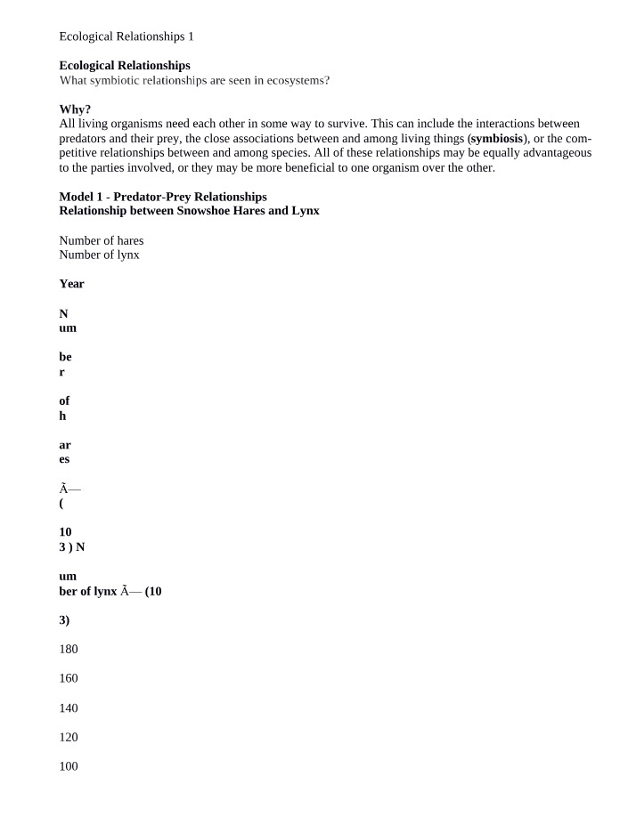 Study Guide for Ecological Relationships