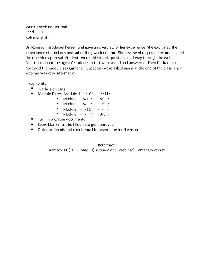 Journal - Week 1 Webinar
