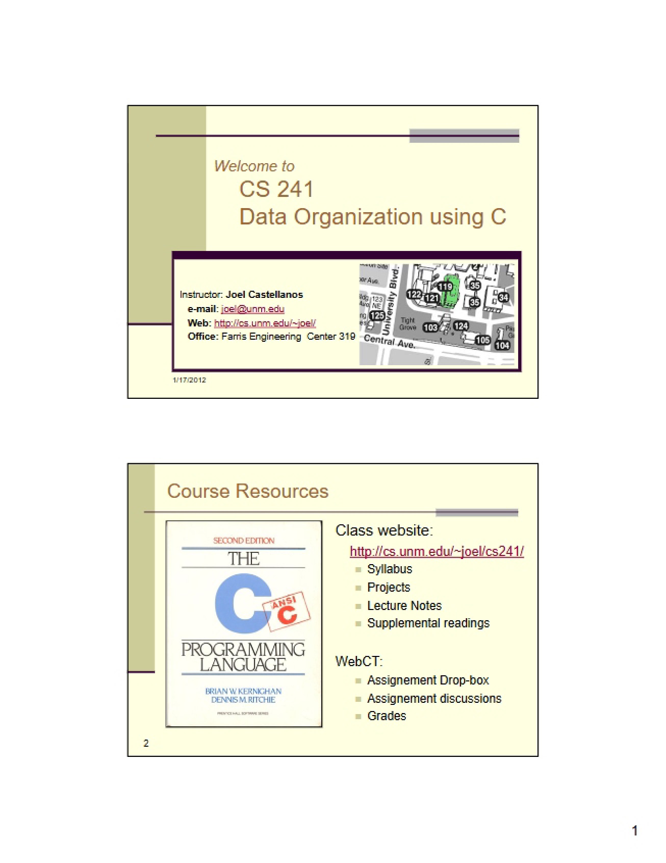 Syllabus for CS 241 Data Organization