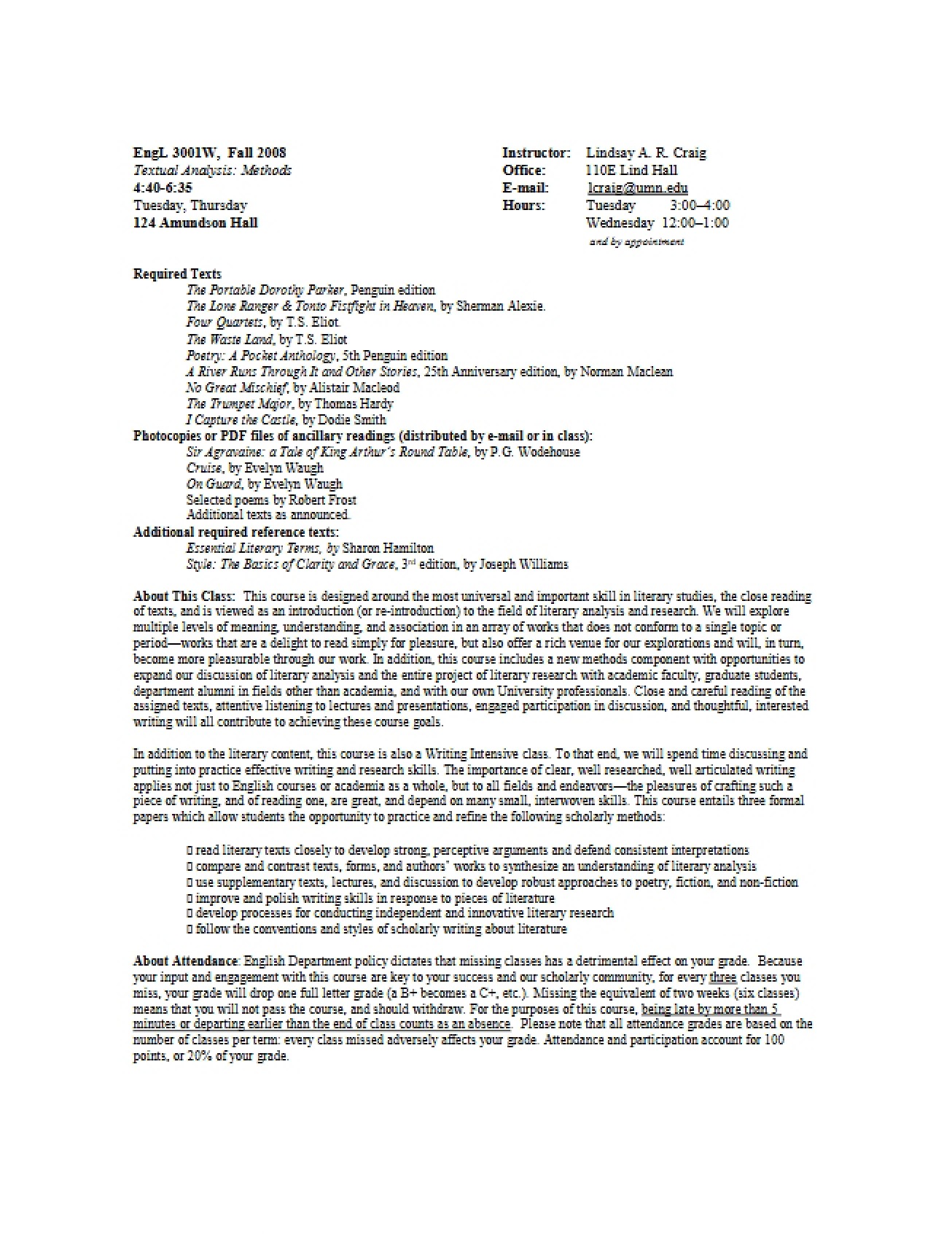 Textual Analysis Methods Syllabus