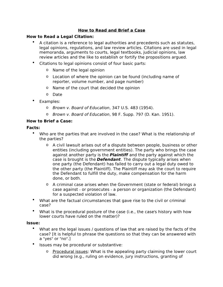How to Brief and Read a Case