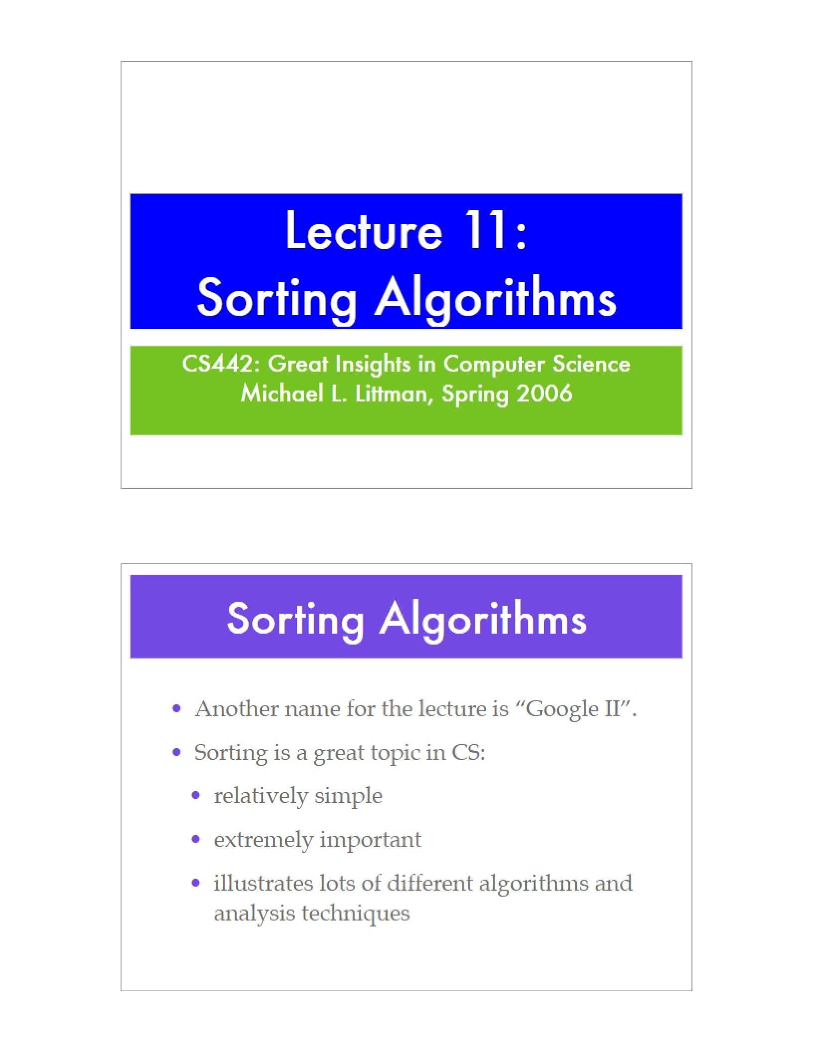 Algorithms for Sorting