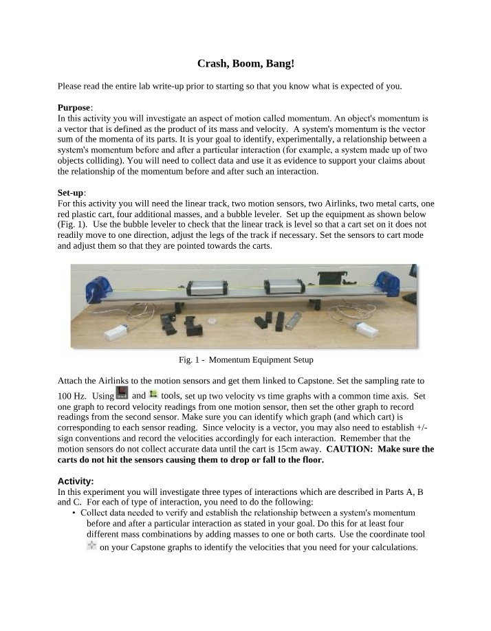 Momentum Collisions, Interactions, and Data