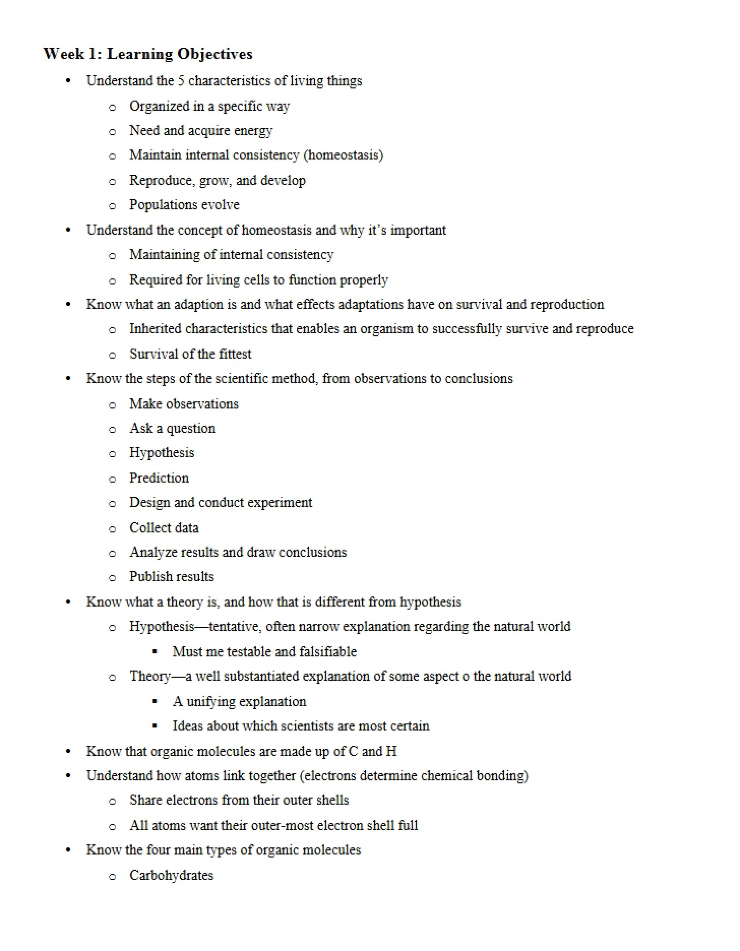 Objectives for Learning