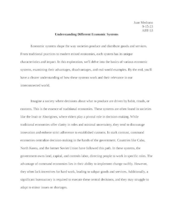 Different Economic Systems