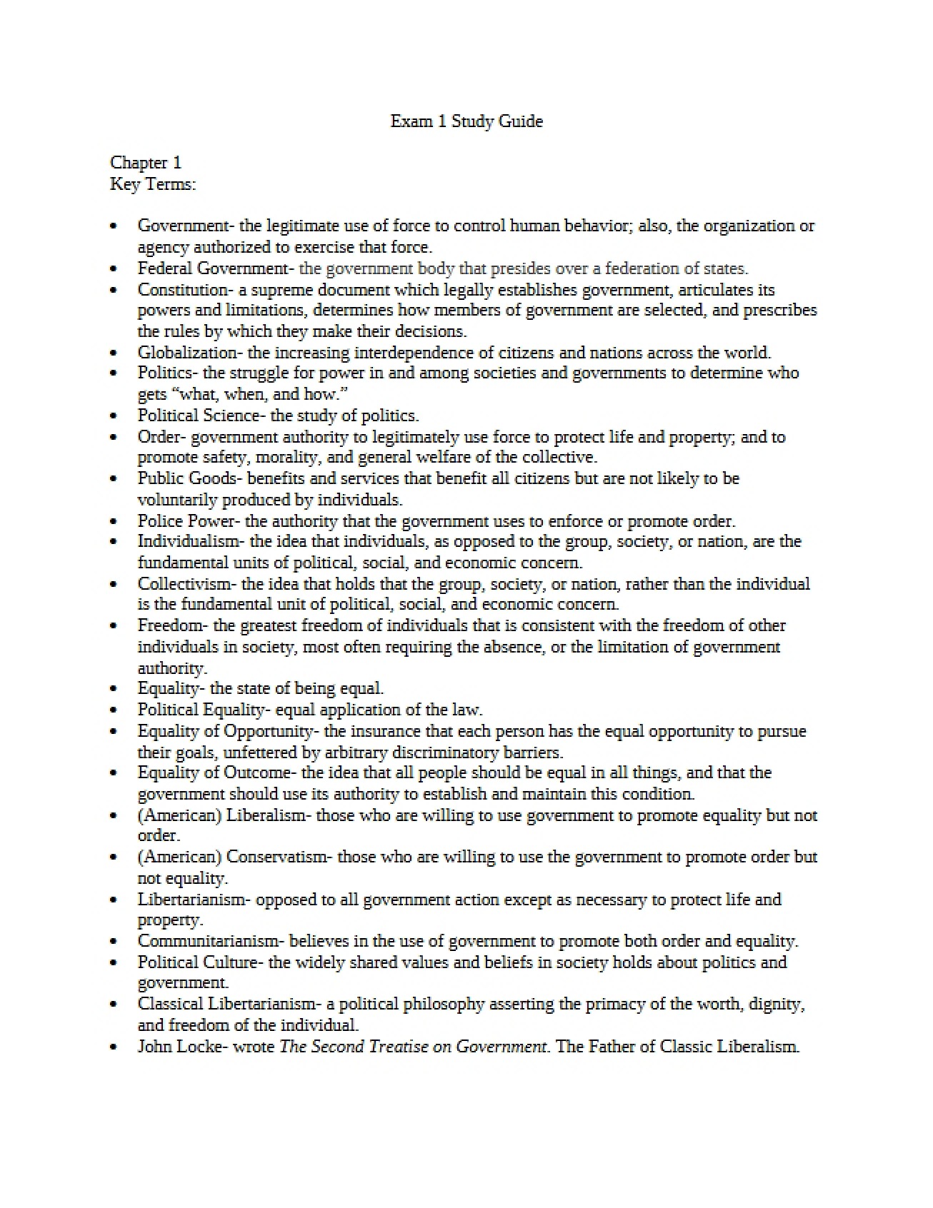 First Chapter An Introduction to Government