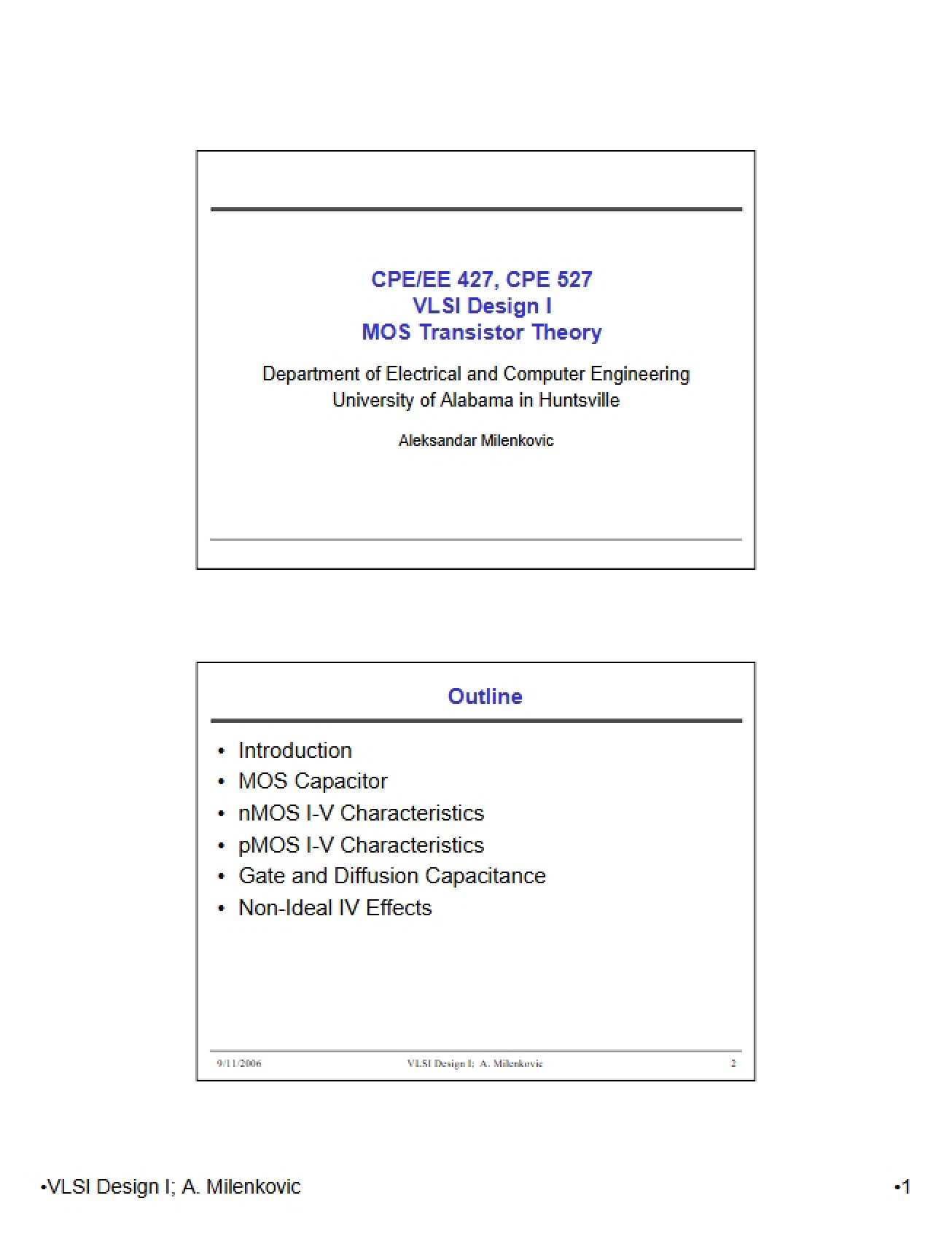 Theory of MOS Transistors