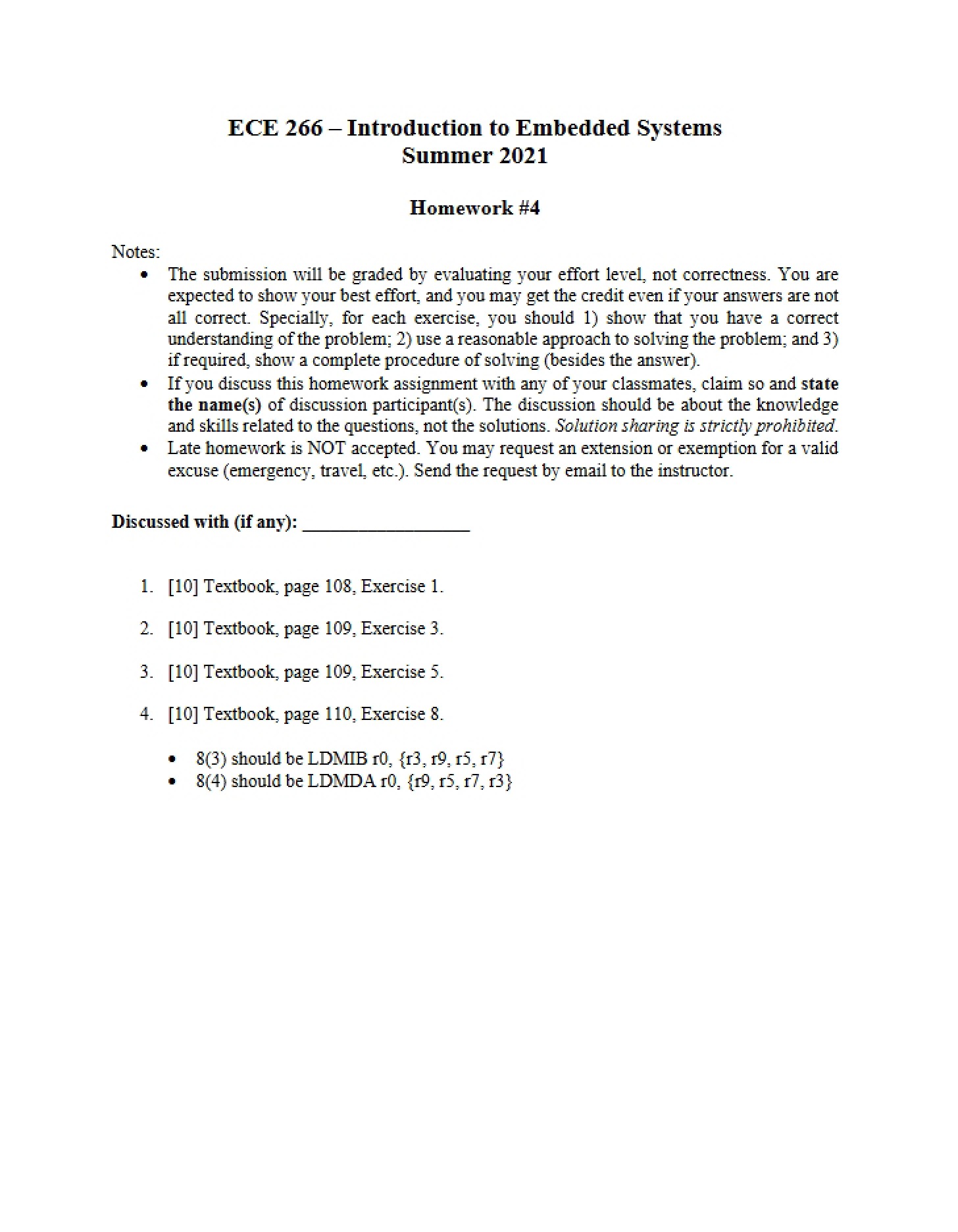 Fourth Homework Assignment