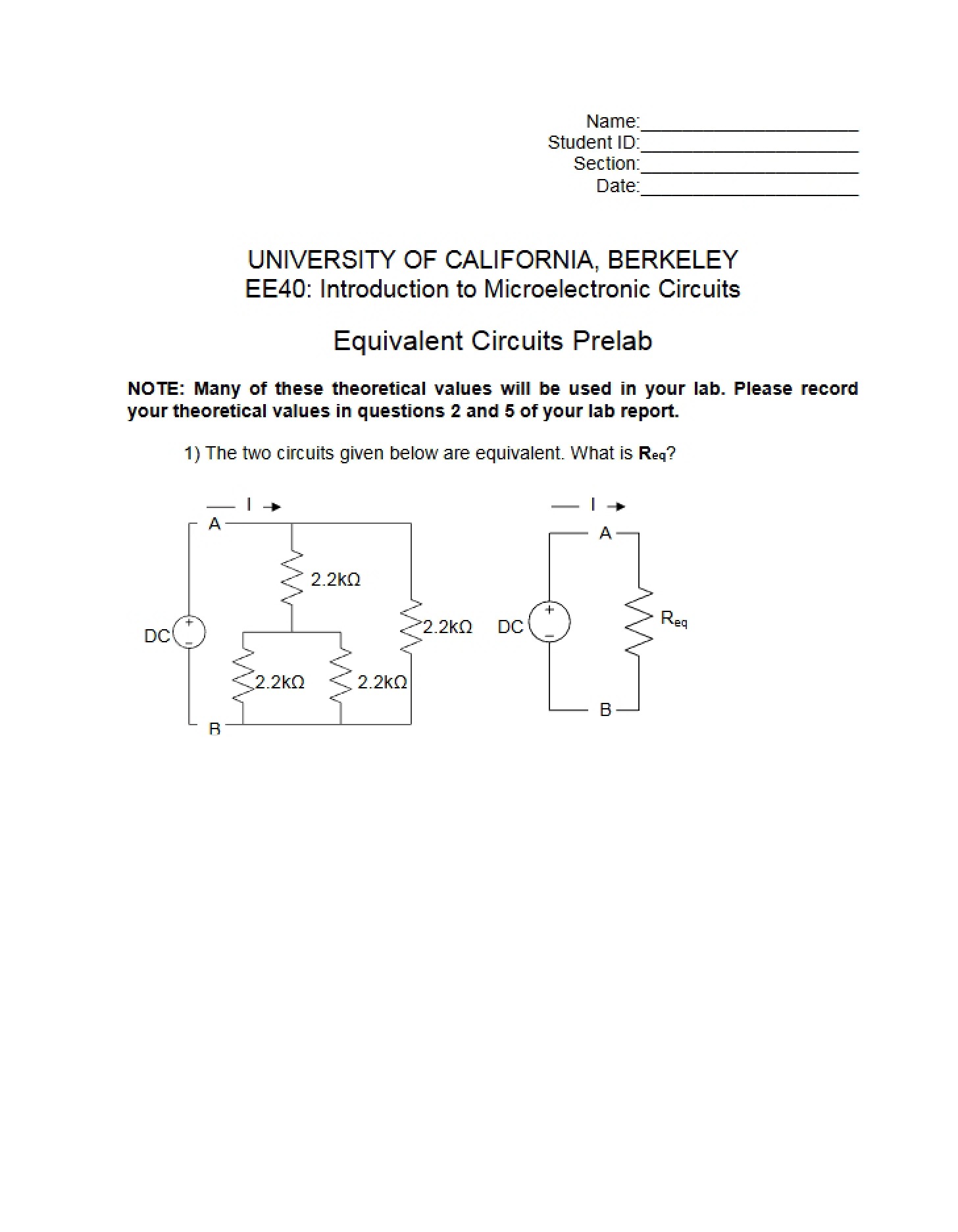 Prelab Equivalent Circuits