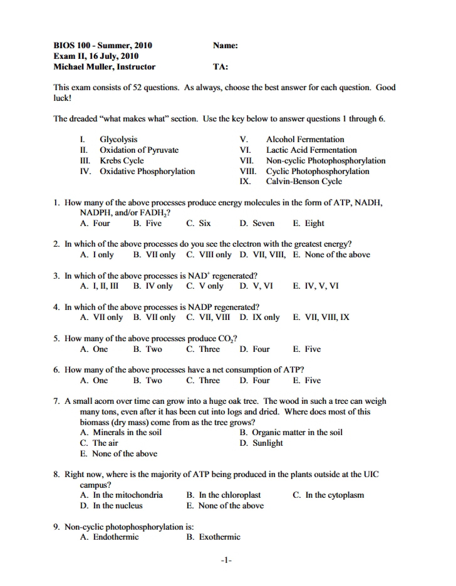 Second Major Test