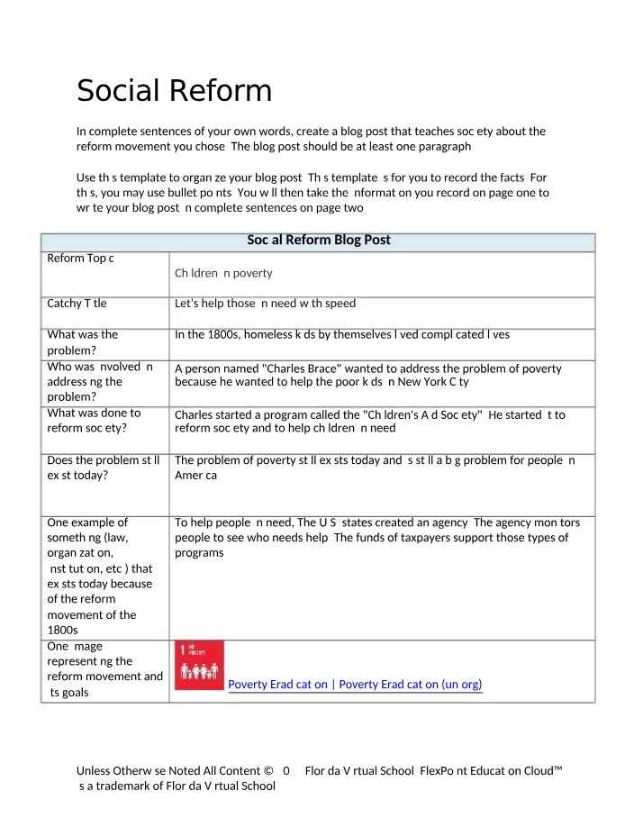 Template for Social Reform Blog Post