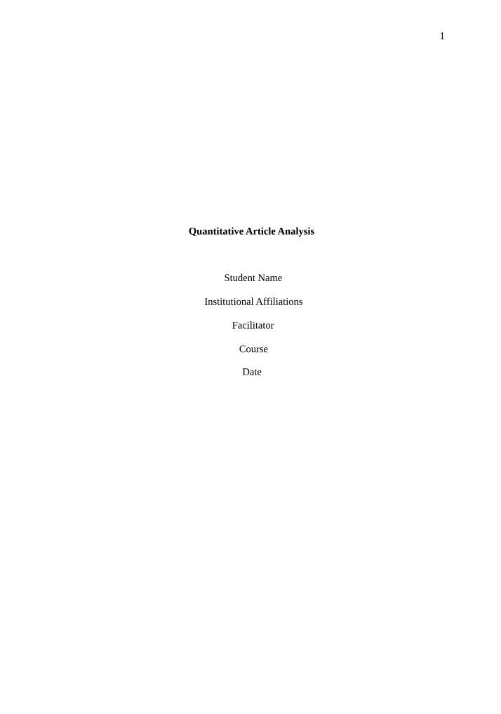 Article Analysis - Quantitative