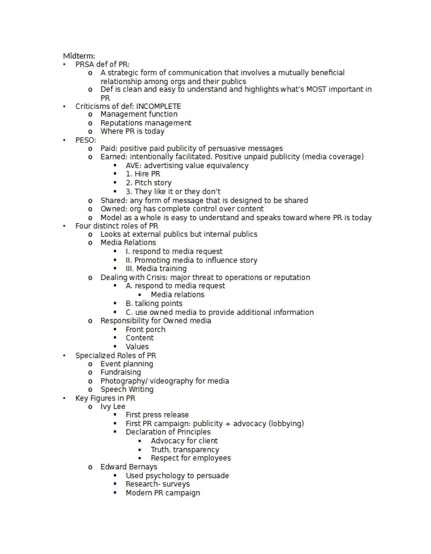 Study Guide for Finals