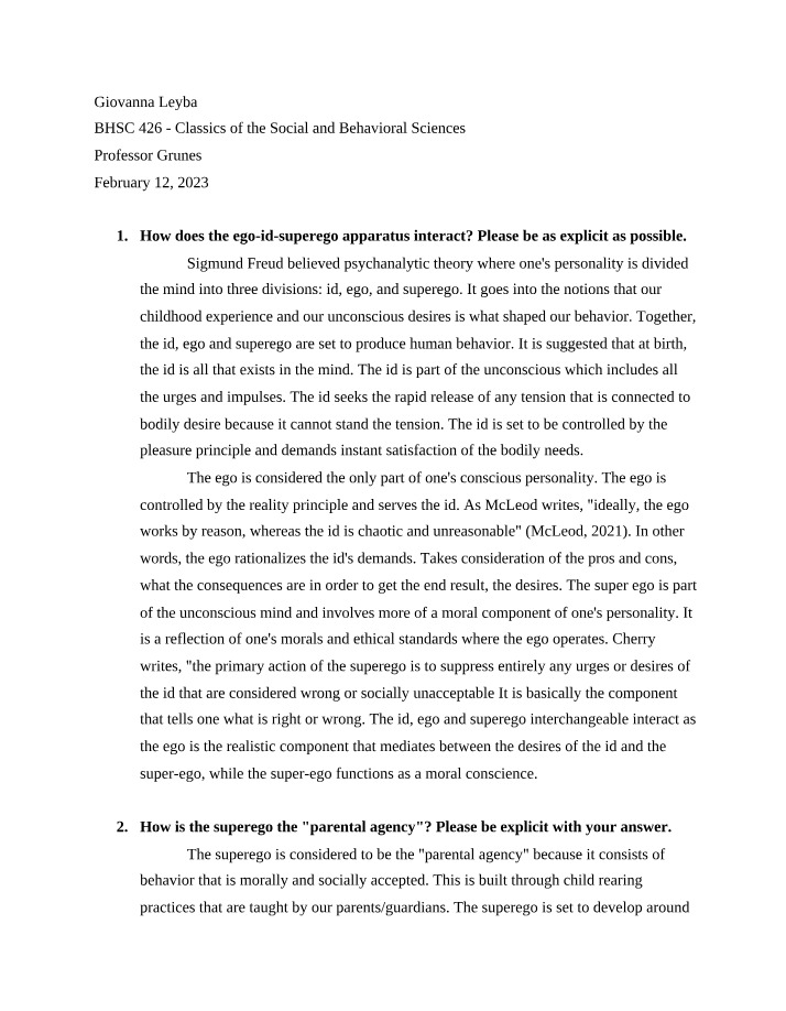 The Ego-Id-Superego Apparatus - How Do They Work