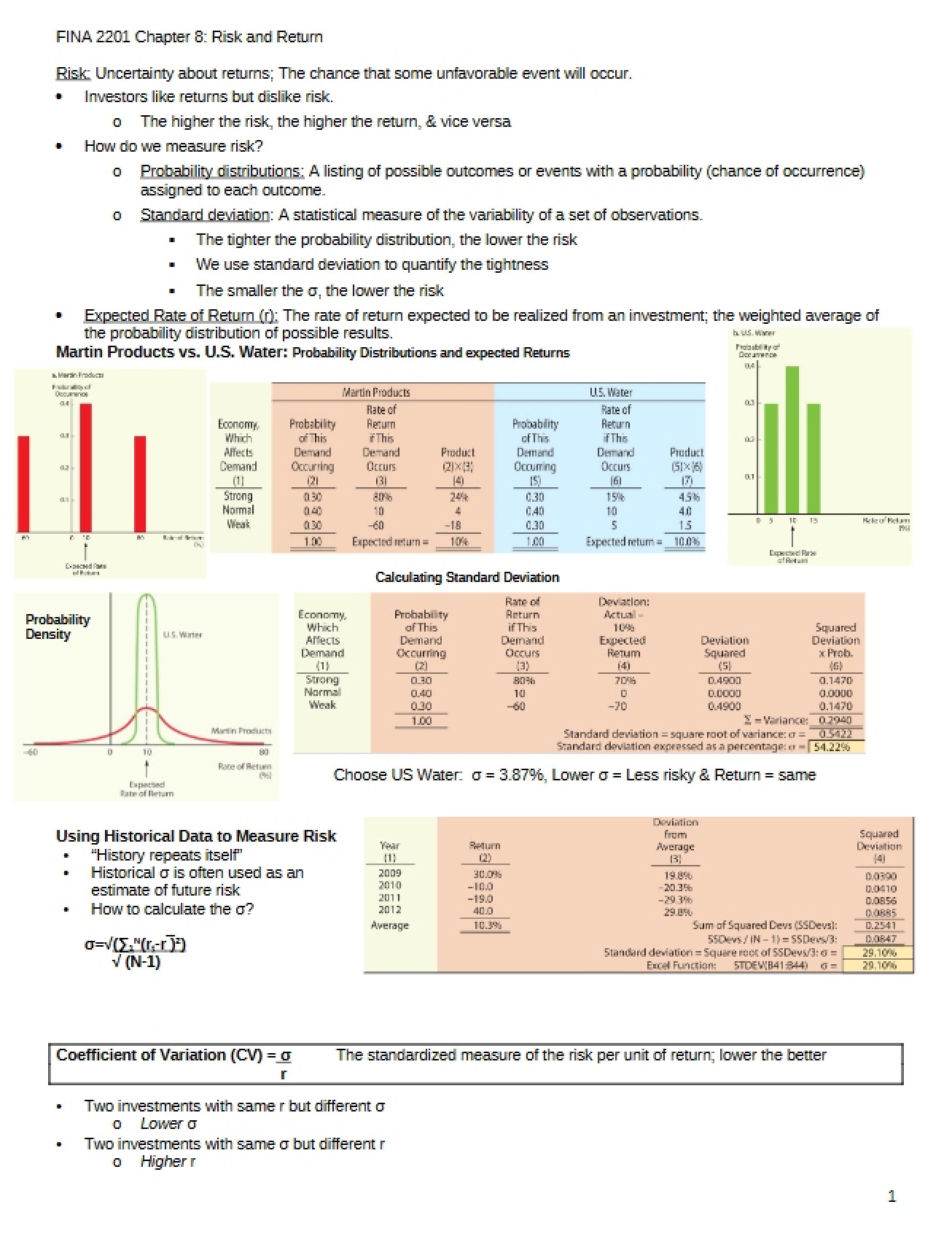 RiskReturn Concepts (Chapter 8)