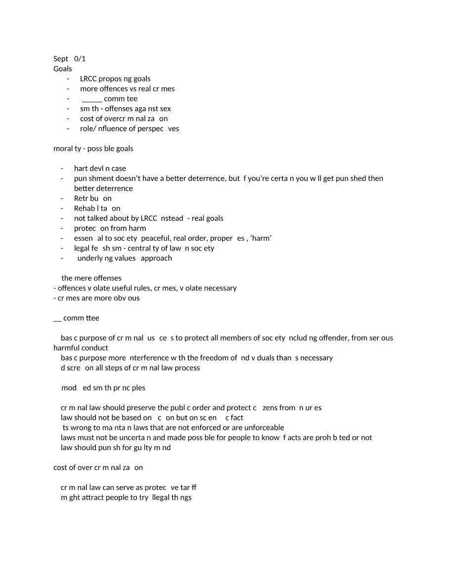 Notes on Criminal Justice Goals and Principles
