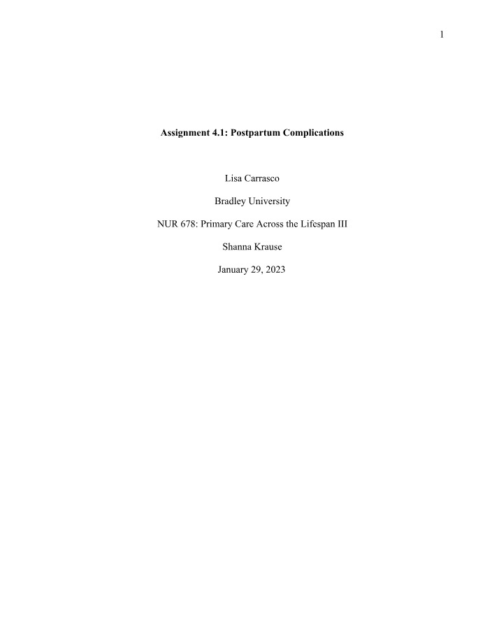 Postpartum Complications Overview