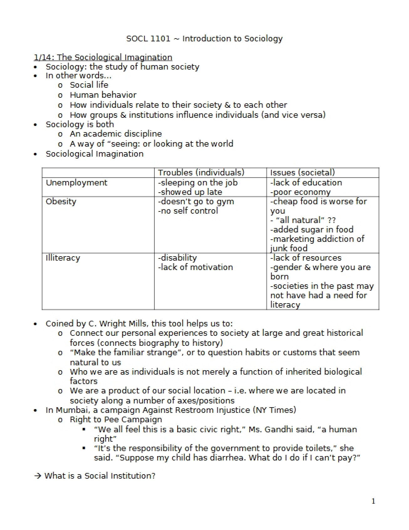 Concept of Sociological Imagination