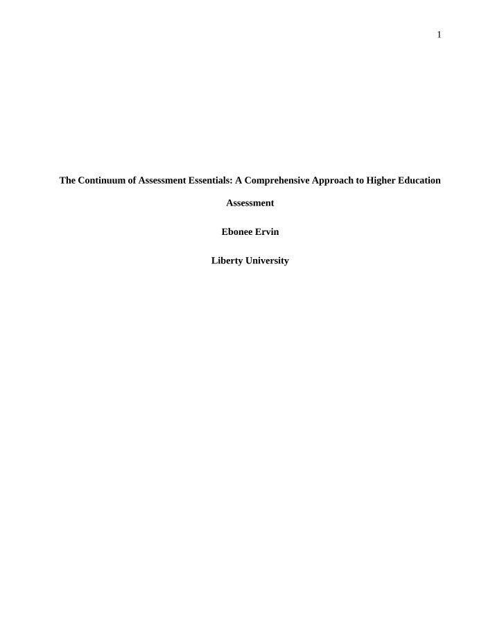 Assessment Essentials in Higher Education Continuum