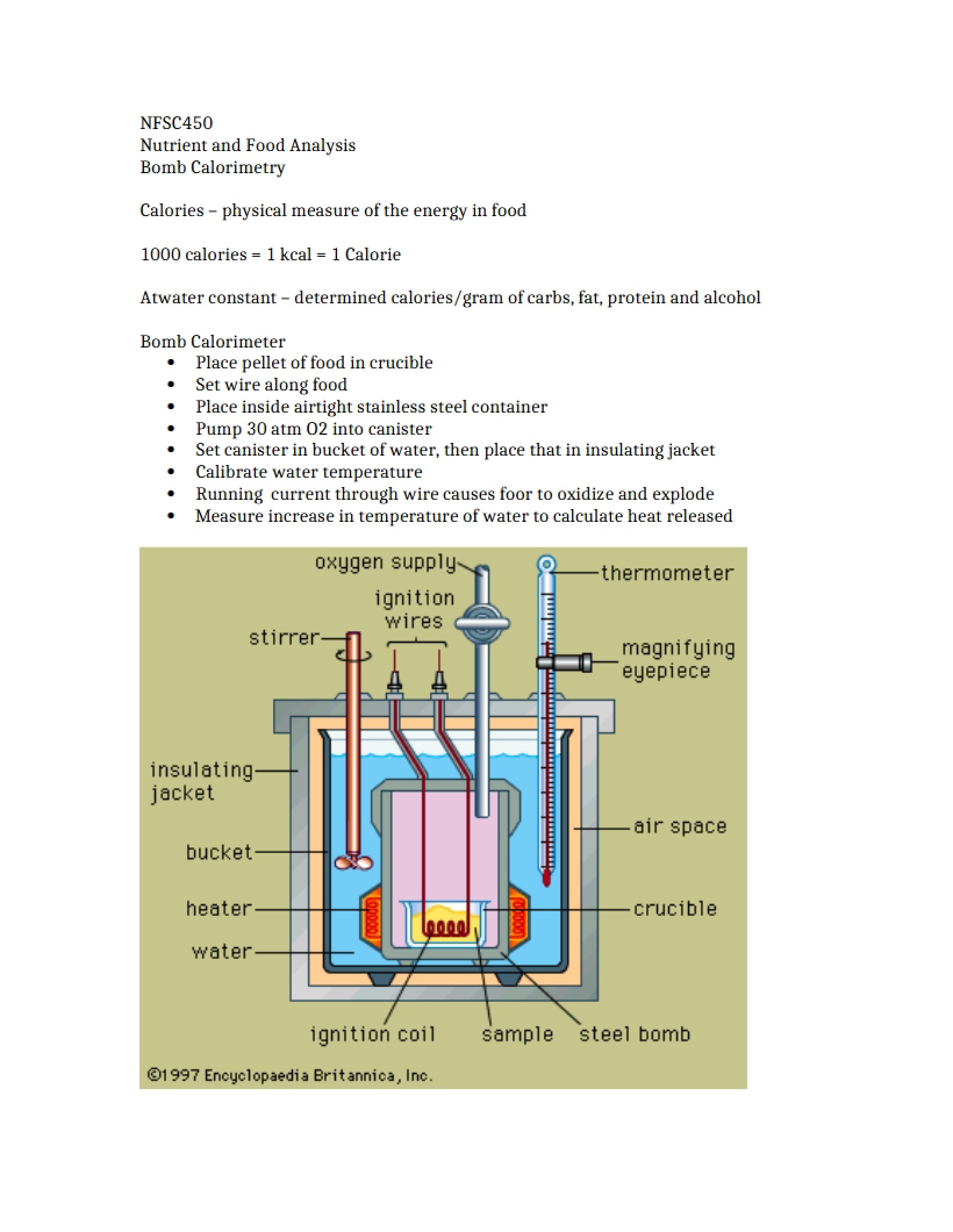 Calorimetry Bomb Method