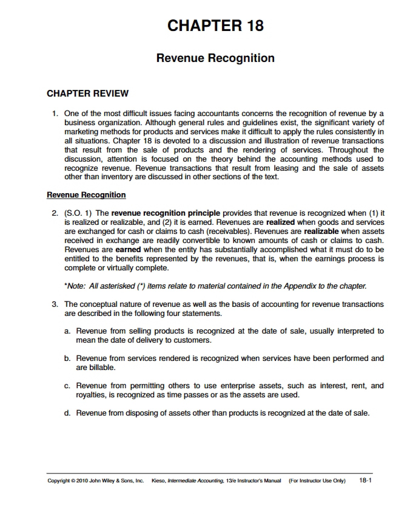 Recognition of Revenue